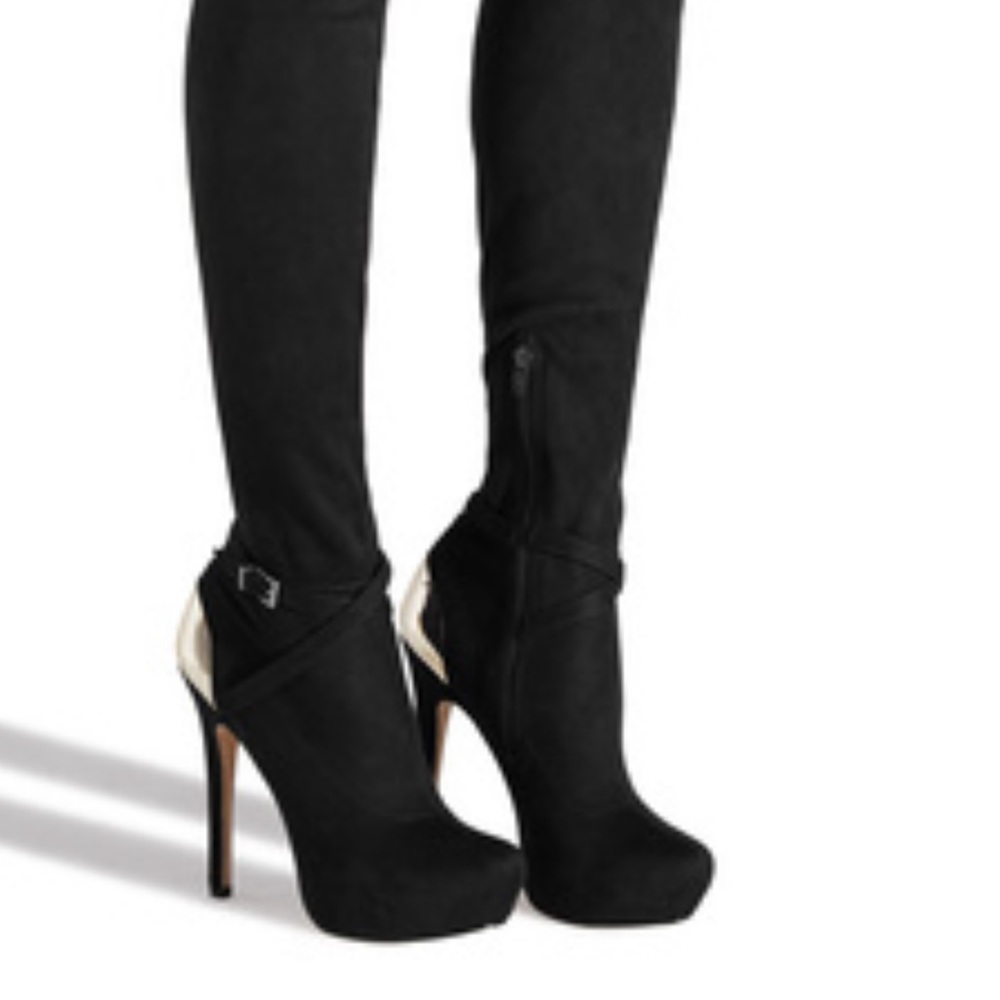 NWOT THIGH HI BOOTS WITH GOLD ACCENTS